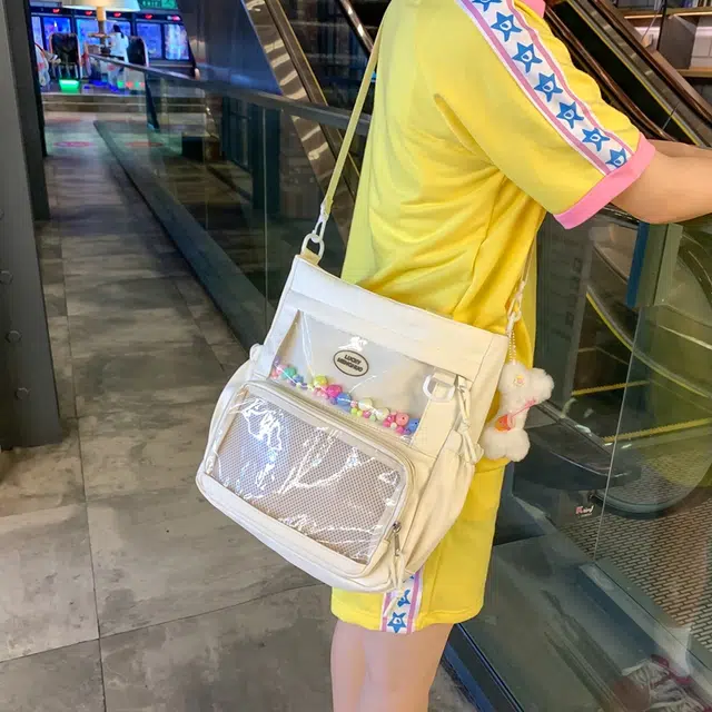 行途 简约时尚校园初中生大容量背包可爱托特包 涤棉 单肩斜挎包 女款 黑色/白色/卡其色/蓝色/黄色/紫色