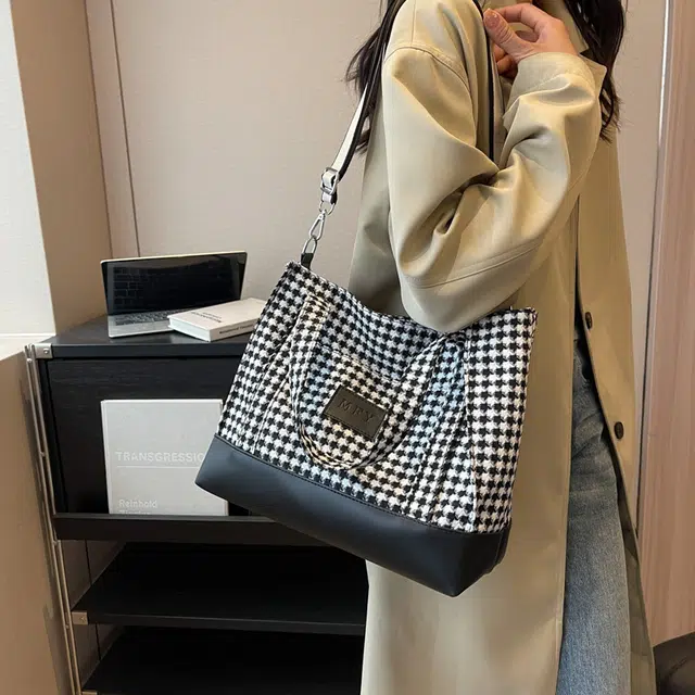 行途 千鸟格 女款 多口袋轻便 单肩包 斜挎包 帆布 多色