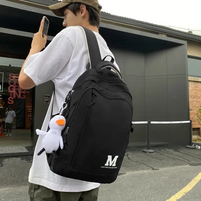 行途 大容量韩版休闲初高中生学生 尼龙双肩包 背包 常规 男女同款情侣款