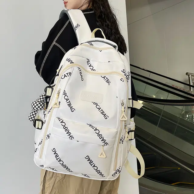 行途 简约旅行轻便休闲百搭 尼龙 双肩包 男女同款情侣款 黑色/白色/蓝色/卡其色