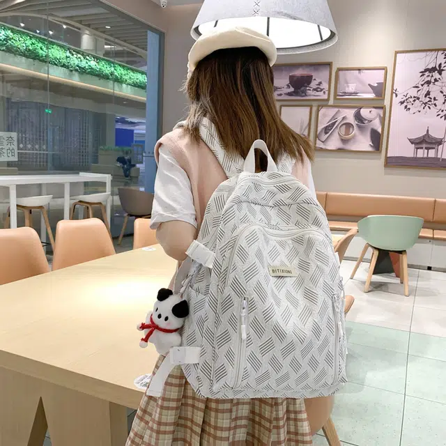 行途 小清新风简约大容量百搭 尼龙 双肩包 男女同款情侣款 灰色/蓝色/紫色/绿色
