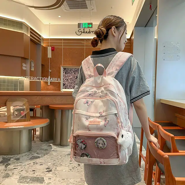 行途 新中式国风简约 条绒 双肩包 男女同款情侣款 灰色/粉色/卡其色/黄色/蓝色/绿色