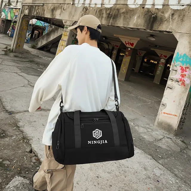 行途 大容量韩版简约 尼龙 旅行包 大号 男女同款情侣款 黑色/桔色/米白色/卡其色/绿色