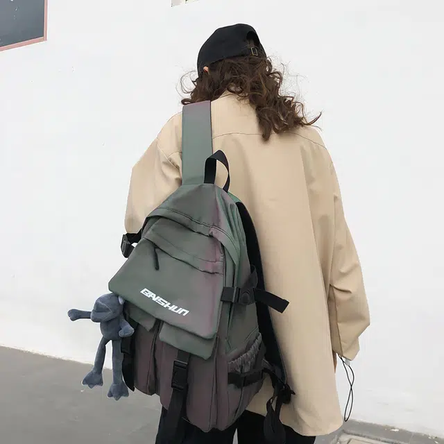 行途 运动潮流时尚 尼龙 双肩包 男女同款情侣款 黑色/蓝色/绿色