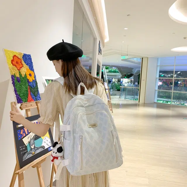 行途 小清新风简约大容量百搭 尼龙 双肩包 男女同款情侣款 灰色/蓝色/紫色/绿色