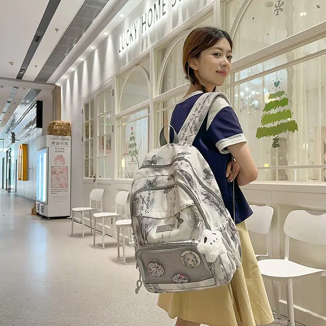 行途 新中式国风简约 条绒 双肩包 男女同款情侣款 灰色/粉色/卡其色/黄色/蓝色/绿色