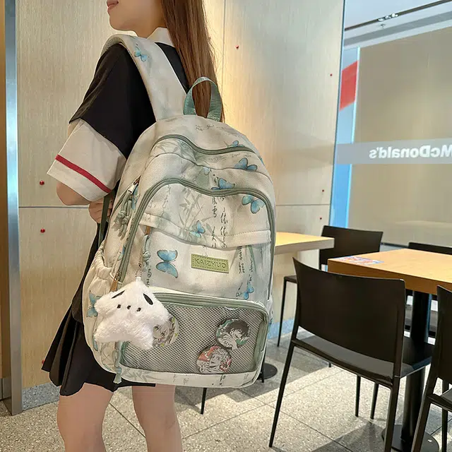 行途 新中式国风简约 条绒 双肩包 男女同款情侣款 灰色/粉色/卡其色/黄色/蓝色/绿色