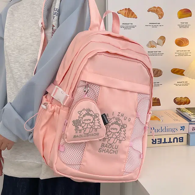 行途 百搭轻便休闲简约 尼龙 双肩包 女款 粉色/蓝色/黑色/紫色/米白色