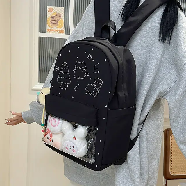 行途 高颜值可爱日系痛包学院透明 尼龙 双肩包 女款 多色