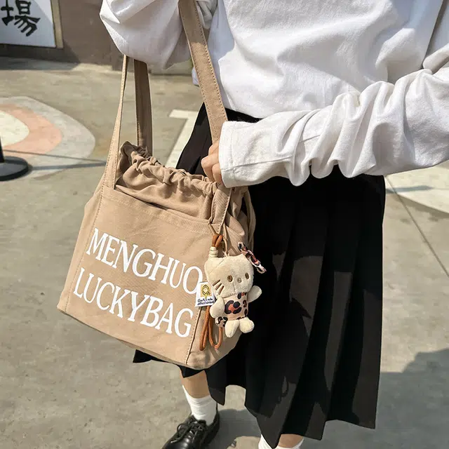 行途 休闲简约日常通勤时尚百搭 棉 单肩包 男女同款情侣款 黑色/白色/红色/黄色/卡其色/蓝色
