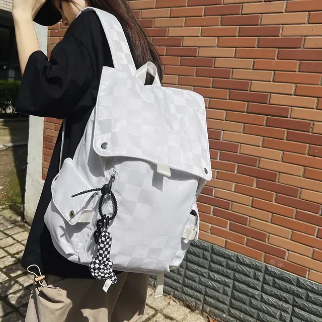 行途 休闲大容量多功能 尼龙 双肩包 常规 男女同款情侣款 黑色/白色