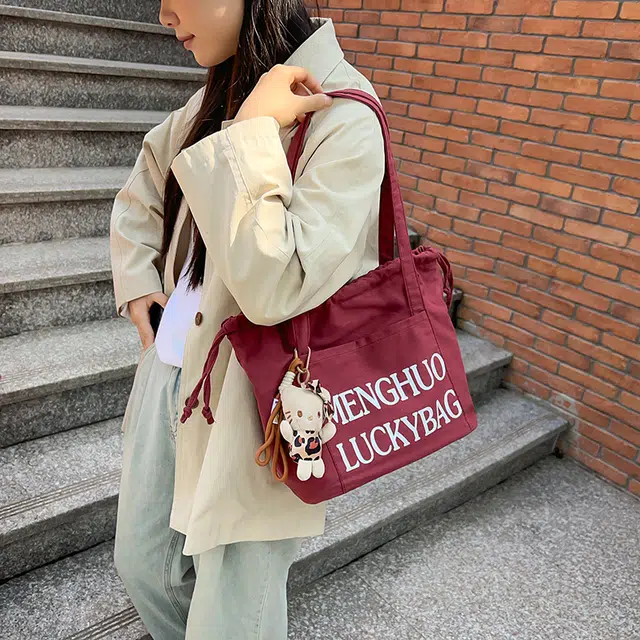 行途 休闲简约日常通勤时尚百搭 棉 单肩包 男女同款情侣款 黑色/白色/红色/黄色/卡其色/蓝色