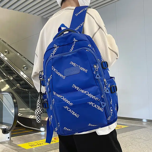 行途 简约旅行轻便休闲百搭 尼龙 双肩包 男女同款情侣款 黑色/白色/蓝色/卡其色