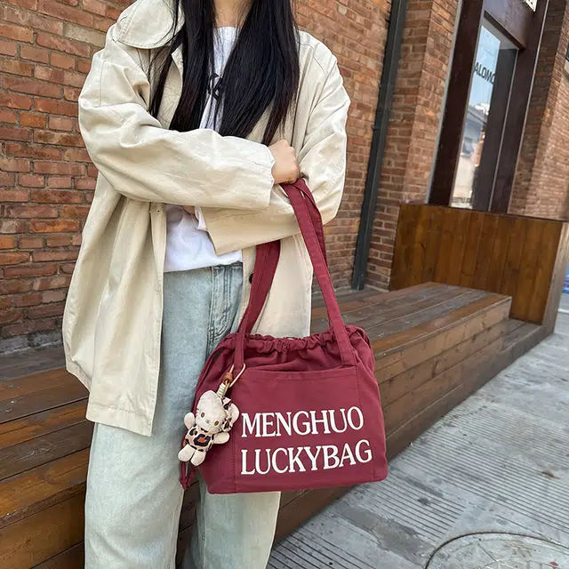 行途 休闲简约日常通勤时尚百搭 棉 单肩包 男女同款情侣款 黑色/白色/红色/黄色/卡其色/蓝色