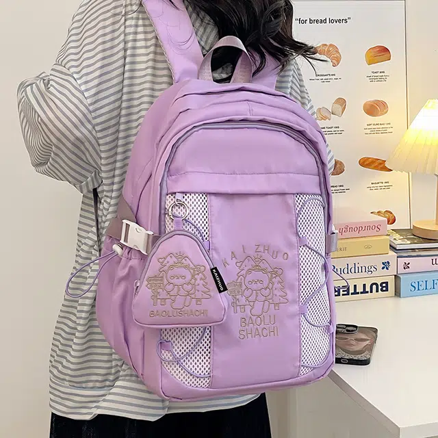 行途 百搭轻便休闲简约 尼龙 双肩包 女款 粉色/蓝色/黑色/紫色/米白色