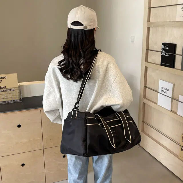 行途 干湿分离大容量轻便 织物 健身包 大号 男女同款情侣款 黑色/米白色/蓝色/粉色/灰色
