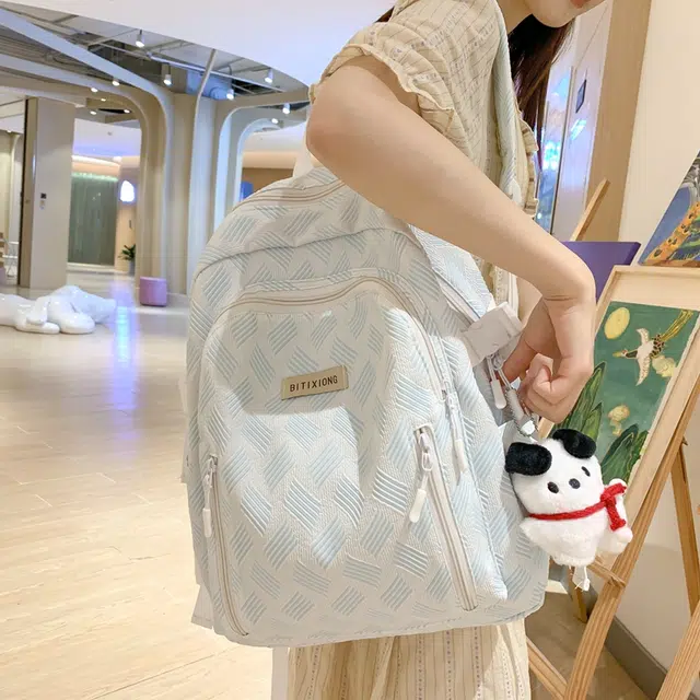 行途 小清新风简约大容量百搭 尼龙 双肩包 男女同款情侣款 灰色/蓝色/紫色/绿色