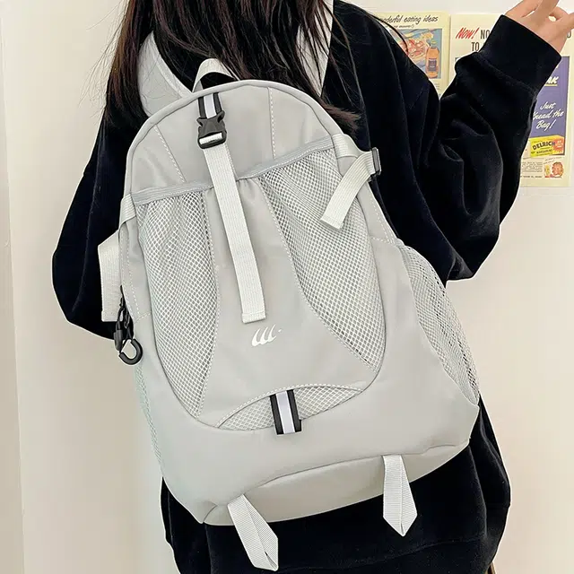行途 轻便背包通勤女包大学生韩版背包 尼龙 双肩包 常规 男女同款情侣款 黑色/灰色