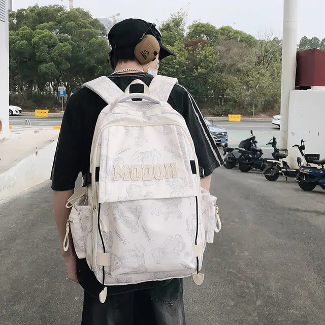 行途 时尚轻便简约百搭外出纯色 尼龙 旅行包双肩包 常规 男女同款情侣款 黑色/白色/红色/绿色