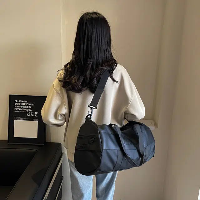 行途 干湿分离大容量瑜伽包时尚潮流轻便运动旅行包 布 健身包 中号 男女同款情侣款 黑色/粉色/酒红色/灰色/蓝色