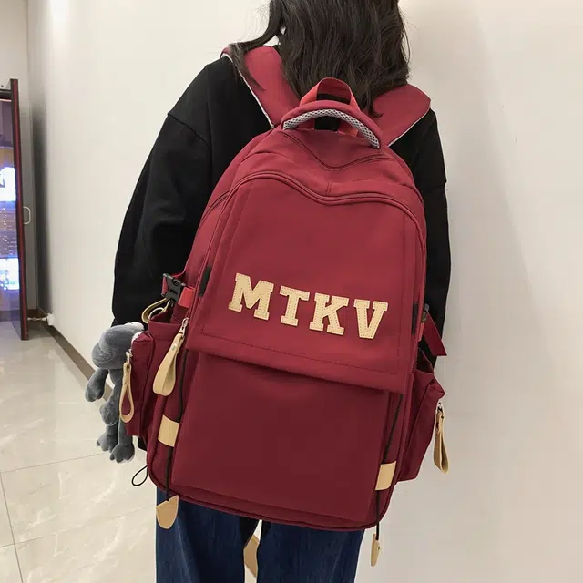 行途 韩版校园时尚拉链开合 尼龙 双肩包 常规 男女同款情侣款 黑色/白色/红色