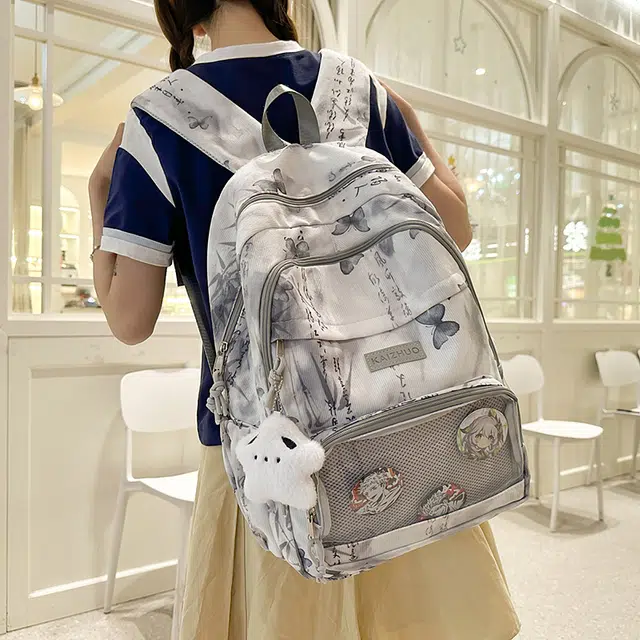 行途 新中式国风简约 条绒 双肩包 男女同款情侣款 灰色/粉色/卡其色/黄色/蓝色/绿色