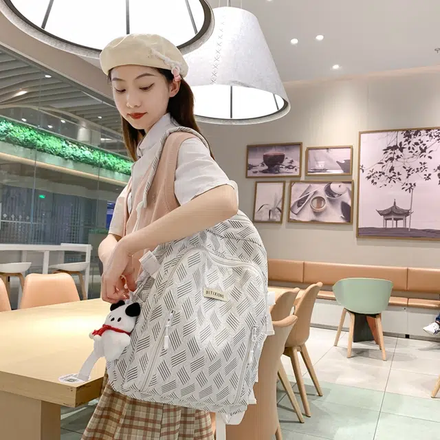 行途 小清新风简约大容量百搭 尼龙 双肩包 男女同款情侣款 灰色/蓝色/紫色/绿色