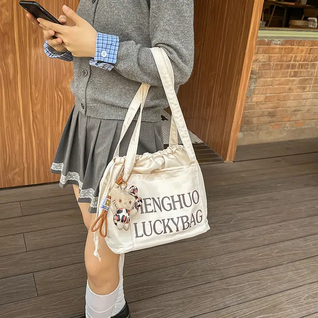 行途 休闲简约日常通勤时尚百搭 棉 单肩包 男女同款情侣款 黑色/白色/红色/黄色/卡其色/蓝色