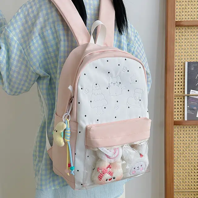行途 高颜值可爱日系痛包学院透明 尼龙 双肩包 女款 多色
