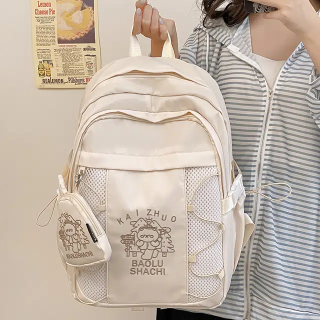 行途 百搭轻便休闲简约 尼龙 双肩包 女款 粉色/蓝色/黑色/紫色/米白色