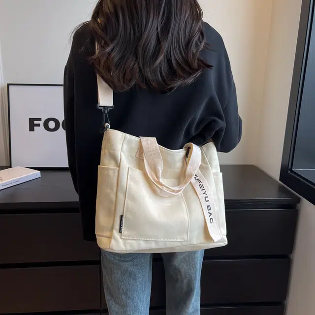 行途 大容量通勤时尚斑马纹 帆布 帆布包斜挎单肩包 常规 女款 黑色/卡其色/蓝色/米白色