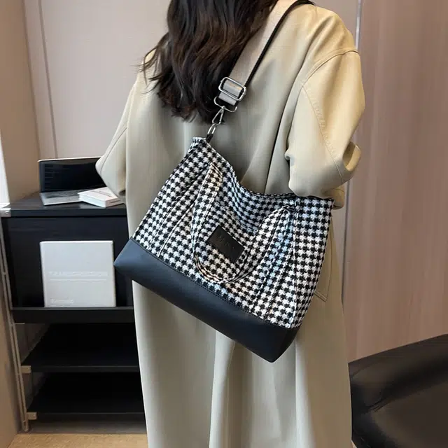 行途 千鸟格 女款 多口袋轻便 单肩包 斜挎包 帆布 多色