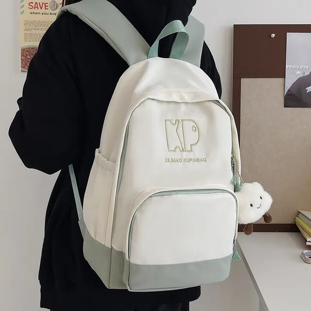 行途 森系韩版小清新书包休闲通勤大容量初高中学生背包 尼龙 双肩包 男女同款情侣款 黑色/绿色/红色/棕色