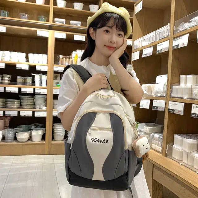 行途 高级感轻便颜值撞色 尼龙 双肩包 常规 女款 灰色/蓝色/粉色/蓝黄色