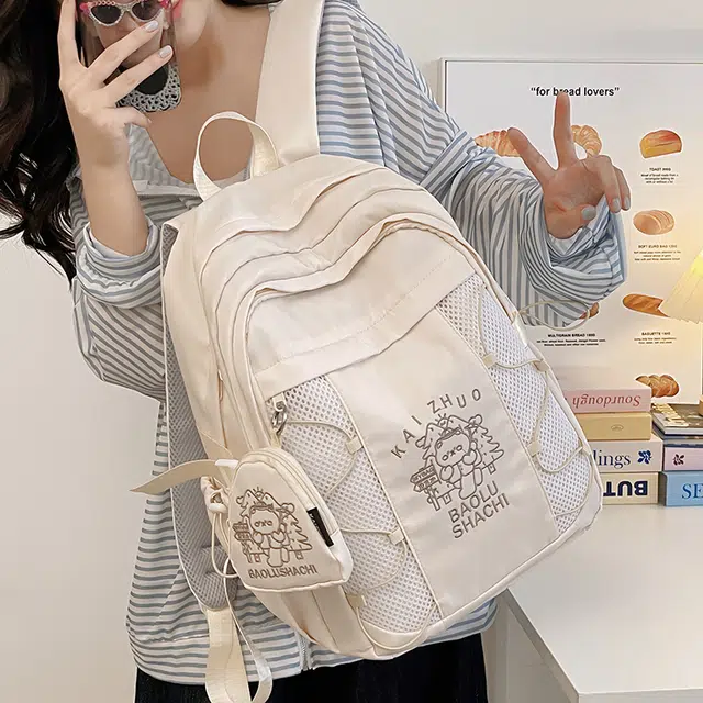 行途 百搭轻便休闲简约 尼龙 双肩包 女款 粉色/蓝色/黑色/紫色/米白色
