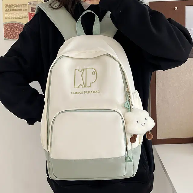 行途 森系韩版小清新书包休闲通勤大容量初高中学生背包 尼龙 双肩包 男女同款情侣款 黑色/绿色/红色/棕色