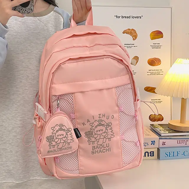 行途 百搭轻便休闲简约 尼龙 双肩包 女款 粉色/蓝色/黑色/紫色/米白色