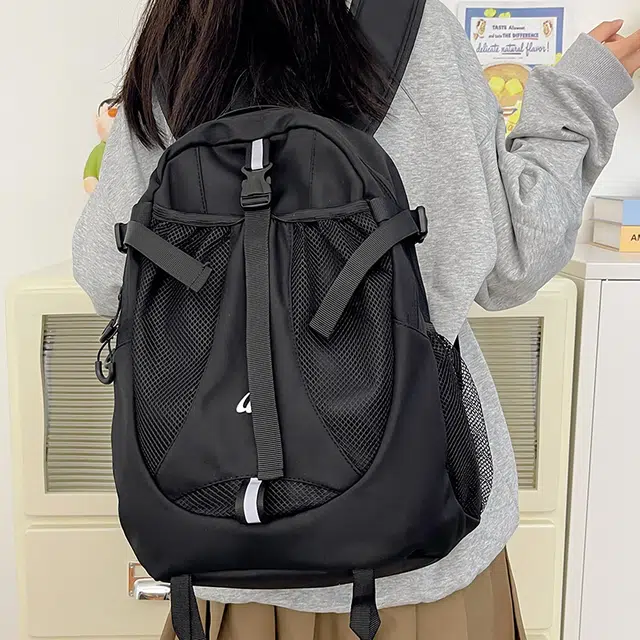 行途 轻便背包通勤女包大学生韩版背包 尼龙 双肩包 常规 男女同款情侣款 黑色/灰色