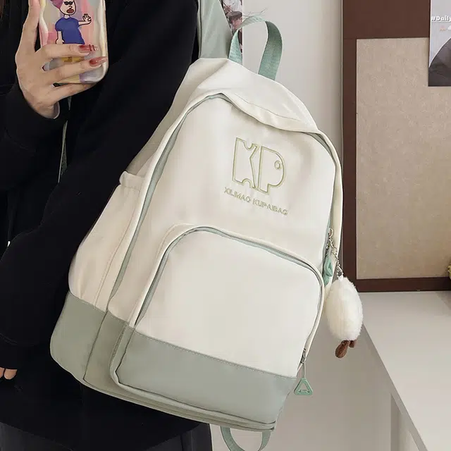 行途 森系韩版小清新书包休闲通勤大容量初高中学生背包 尼龙 双肩包 男女同款情侣款 黑色/绿色/红色/棕色