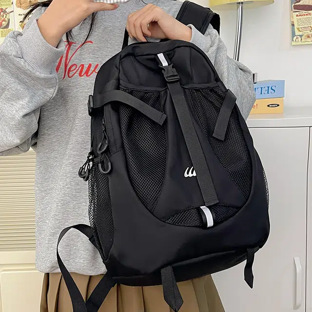 行途 轻便背包通勤女包大学生韩版背包 尼龙 双肩包 常规 男女同款情侣款 黑色/灰色