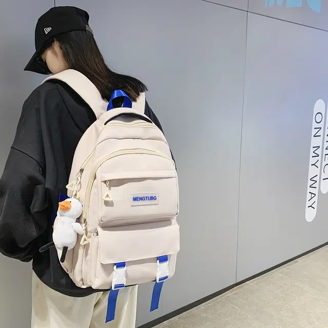 行途 大容量时尚潮流休闲简约 尼龙 双肩包 男女同款情侣款 黑色/白色/紫色/灰色