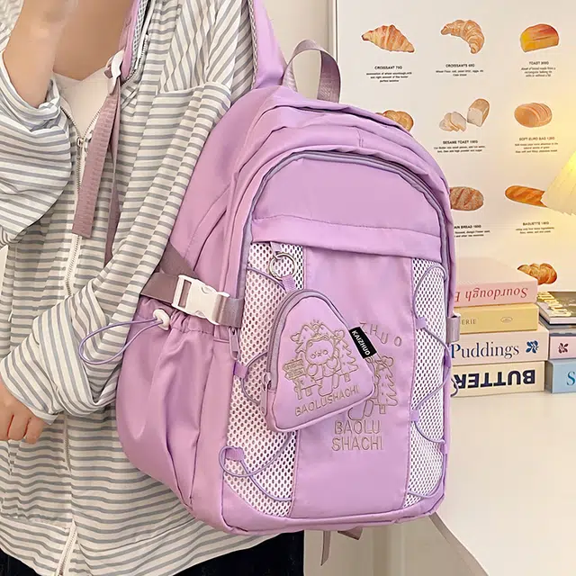 行途 百搭轻便休闲简约 尼龙 双肩包 女款 粉色/蓝色/黑色/紫色/米白色