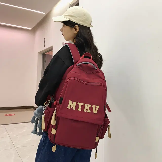行途 韩版校园时尚拉链开合 尼龙 双肩包 常规 男女同款情侣款 黑色/白色/红色