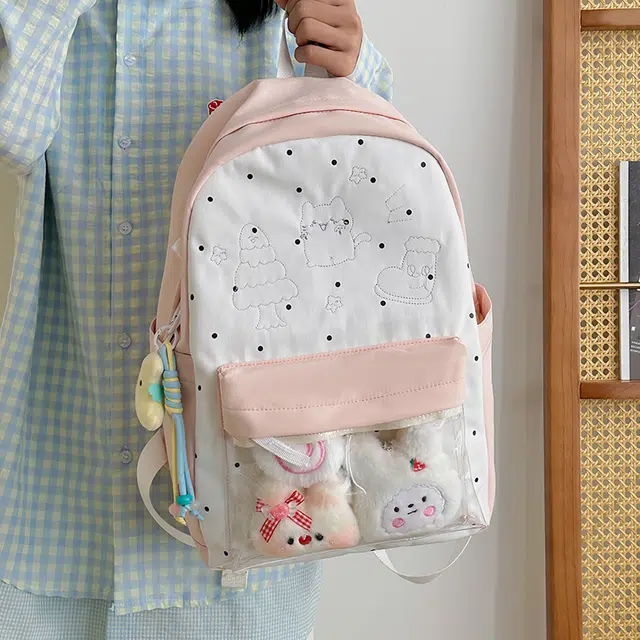 行途 高颜值可爱日系痛包学院透明 尼龙 双肩包 女款 多色