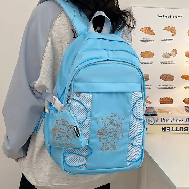 行途 百搭轻便休闲简约 尼龙 双肩包 女款 粉色/蓝色/黑色/紫色/米白色