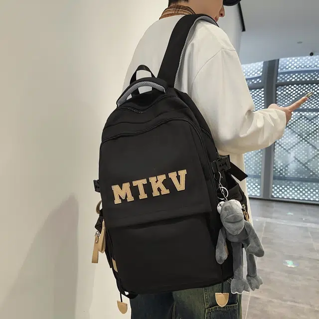 行途 韩版校园时尚拉链开合 尼龙 双肩包 常规 男女同款情侣款 黑色/白色/红色