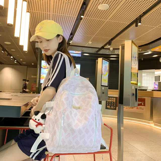 行途 小清新风简约大容量百搭 尼龙 双肩包 男女同款情侣款 灰色/蓝色/紫色/绿色