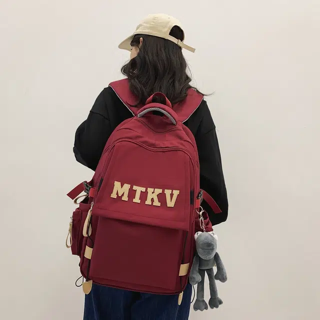 行途 韩版校园时尚拉链开合 尼龙 双肩包 常规 男女同款情侣款 黑色/白色/红色