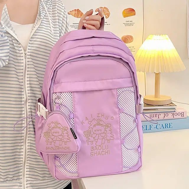 行途 百搭轻便休闲简约 尼龙 双肩包 女款 粉色/蓝色/黑色/紫色/米白色