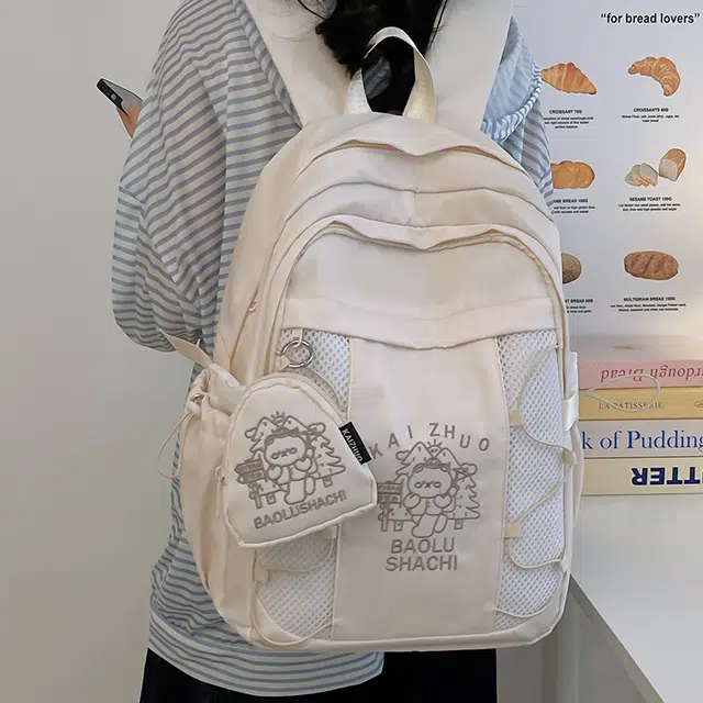行途 百搭轻便休闲简约 尼龙 双肩包 女款 粉色/蓝色/黑色/紫色/米白色
